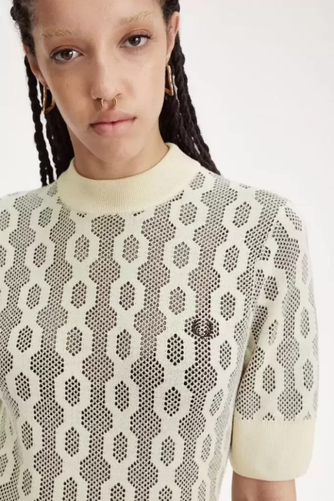Jersey de manga corta de punto abierto para mujer Jersey de manga corta de punto abierto para mujer