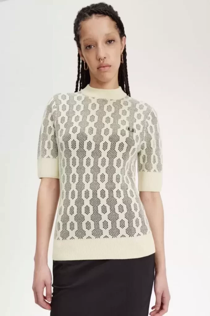 Jersey de manga corta de punto abierto para mujer Jersey de manga corta de punto abierto para mujer