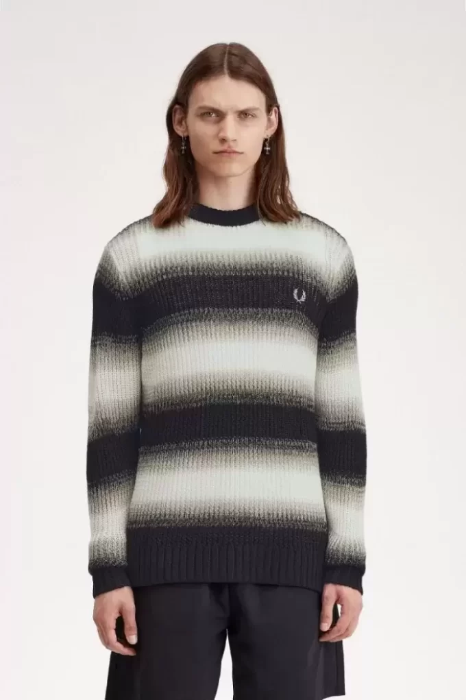 Jersey de punto abierto a rayas para hombre Jersey de punto abierto a rayas para hombre