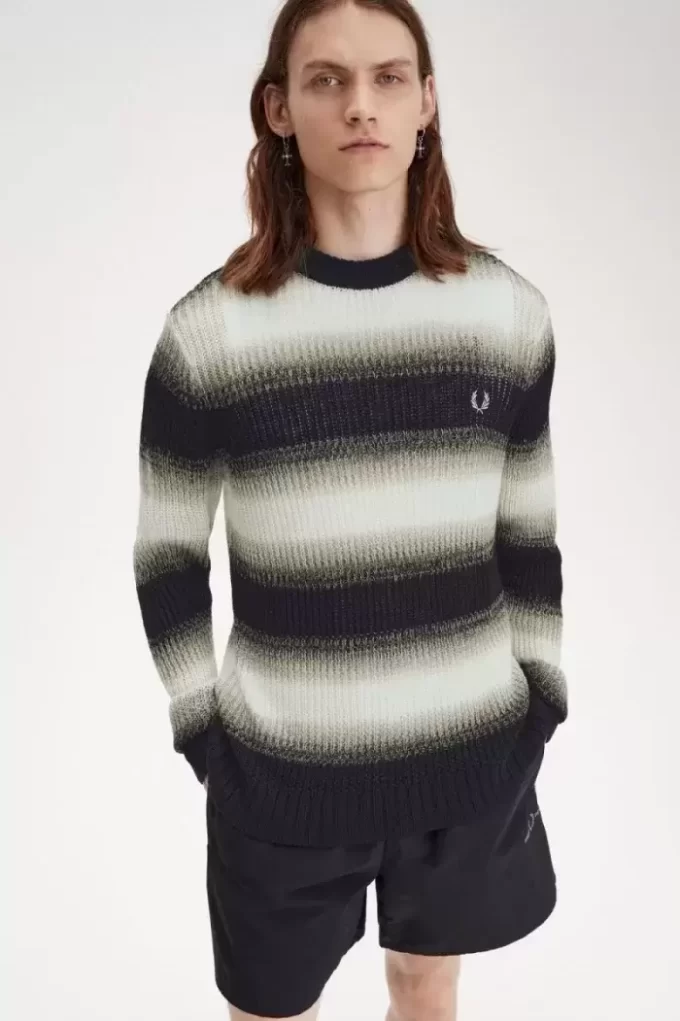 Jersey de punto abierto a rayas para hombre Jersey de punto abierto a rayas para hombre