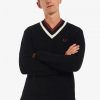 Jersey de punto con cuello en V a rayas