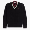 Jersey de punto con cuello en V a rayas