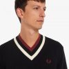 Jersey de punto con cuello en V a rayas