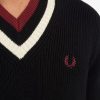 Jersey de punto con cuello en V a rayas