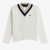 Jersey de punto con cuello en V y ribetes