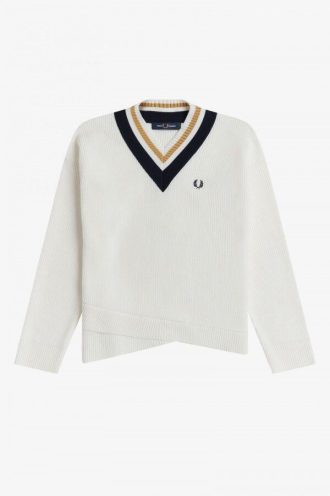 Jersey de punto con cuello en V y ribetes
