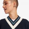 Jersey de punto con cuello en V y ribetes