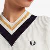Jersey de punto con cuello en V y ribetes