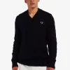 Jersey de punto trenzado con cuello en V para hombre