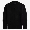 Jersey de punto trenzado con cuello en V para hombre