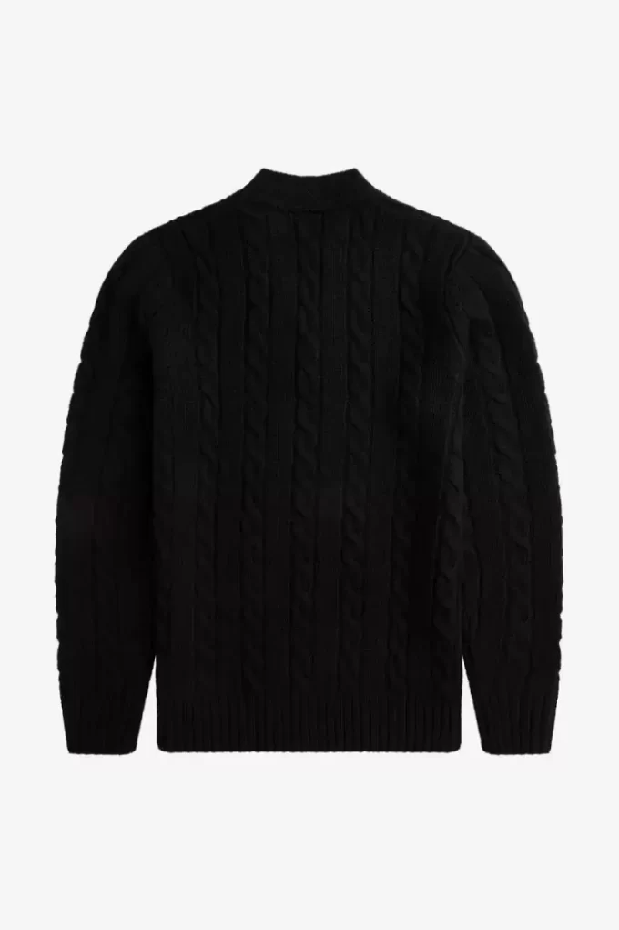 Jersey de punto trenzado con cuello en V para hombre