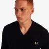 Jersey de punto trenzado con cuello en V para hombre