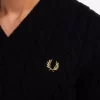 Jersey de punto trenzado con cuello en V para hombre
