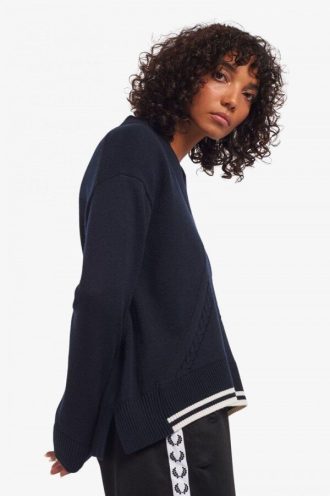 Jersey de punto trenzado con dobladillo dividido