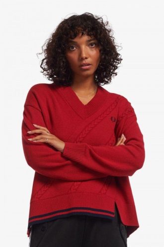 Jersey de punto trenzado con dobladillo dividido