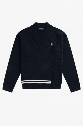 Jersey de punto trenzado con dobladillo dividido