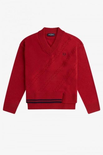 Jersey de punto trenzado con dobladillo dividido