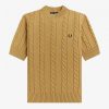 Jersey de punto trenzado de manga corta Jersey de punto trenzado de manga corta