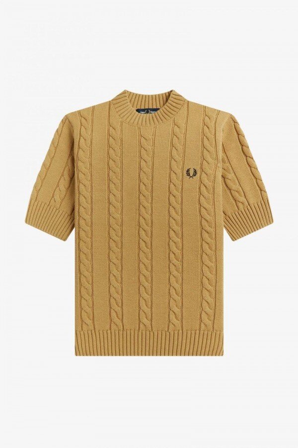 Jersey de punto trenzado de manga corta Jersey de punto trenzado de manga corta