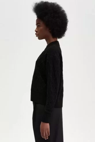Jersey de rejilla de chenilla para mujer