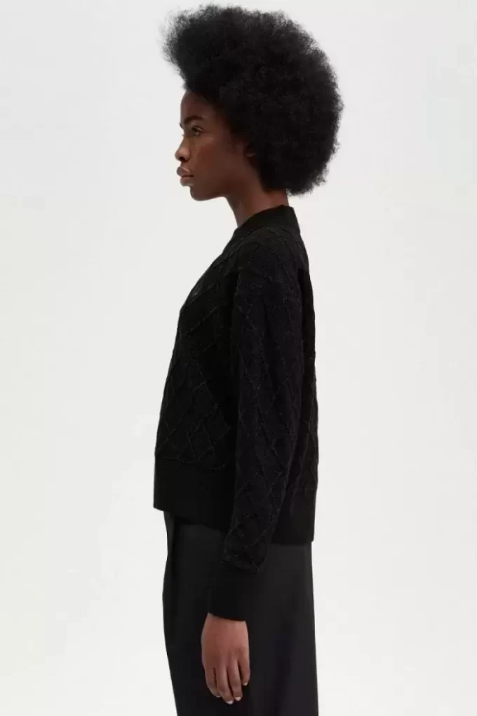Jersey de rejilla de chenilla para mujer Jersey de rejilla de chenilla para mujer