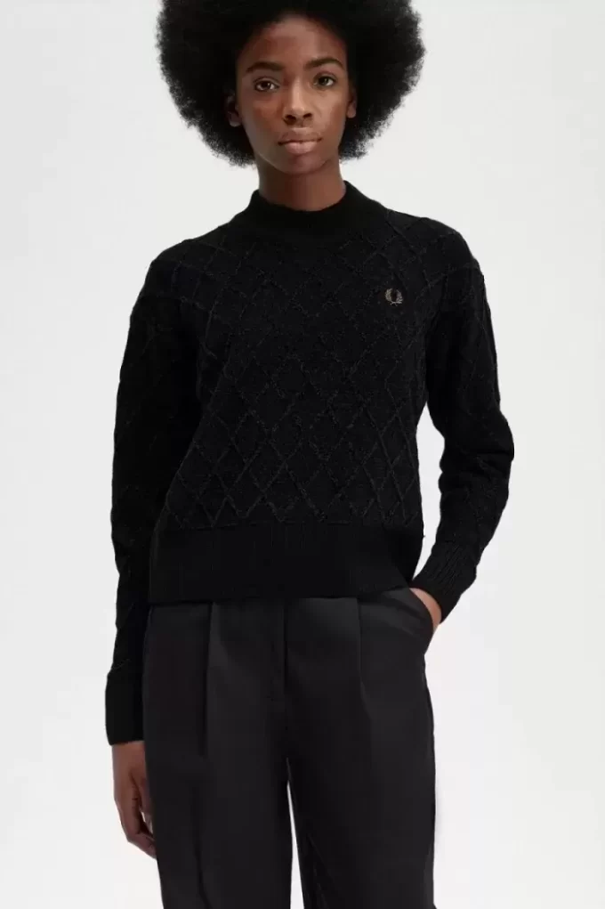 Jersey de rejilla de chenilla para mujer Jersey de rejilla de chenilla para mujer
