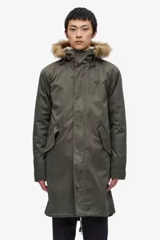 Parka con forro interior y cremallera para hombre