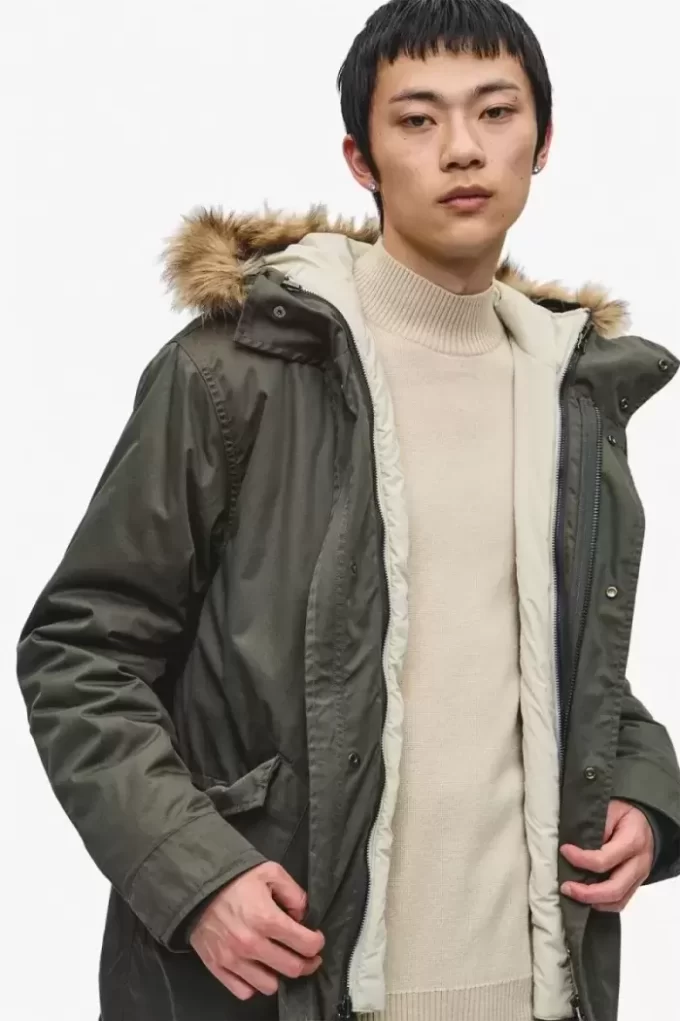 Parka con forro interior y cremallera para hombre Parka con forro interior y cremallera para hombre