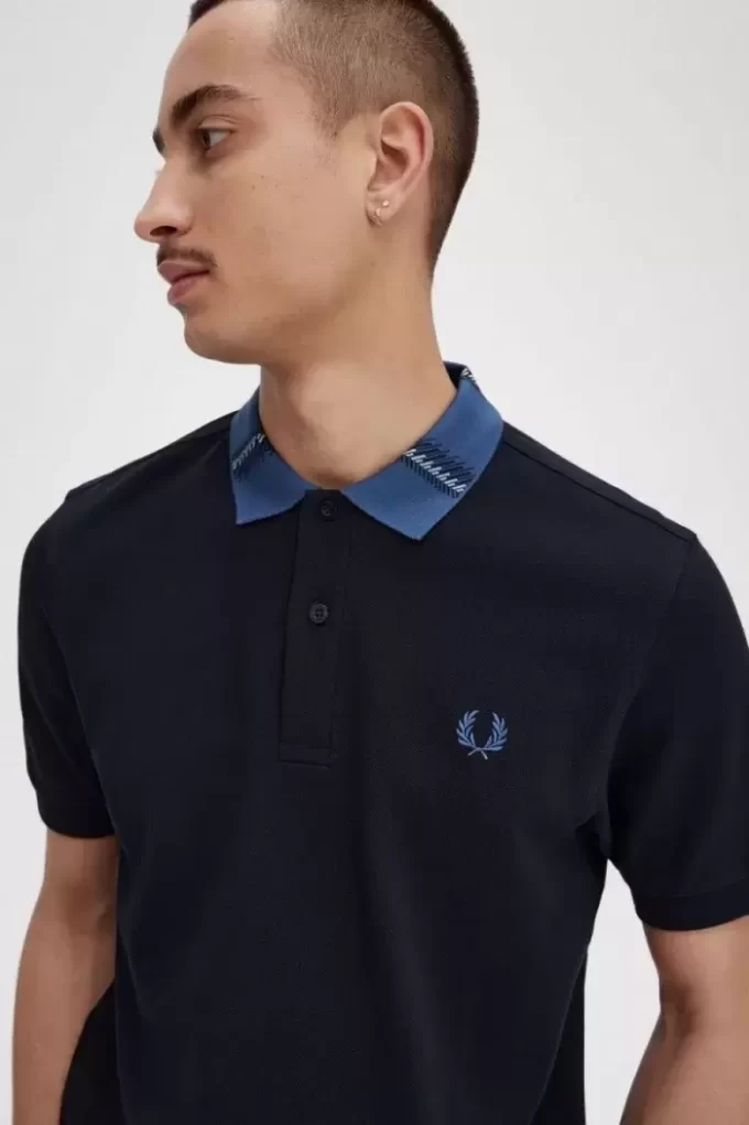 Polo con cuello gráfico para hombre Polo con cuello gráfico para hombre