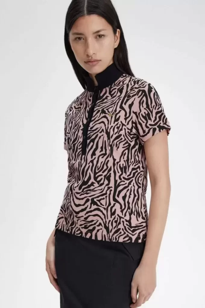 Polo con estampado de cebra para mujer Polo con estampado de cebra para mujer
