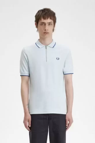 Polo de crepé piqué con cuello con cremallera para hombre