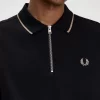 Polo de crepé piqué con cuello con cremallera para hombre Polo de crepé piqué con cuello con cremallera para hombre