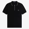 Polo de crepé piqué con cuello con cremallera para hombre Polo de crepé piqué con cuello con cremallera para hombre