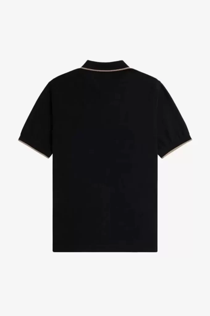 Polo de crepé piqué con cuello con cremallera para hombre Polo de crepé piqué con cuello con cremallera para hombre
