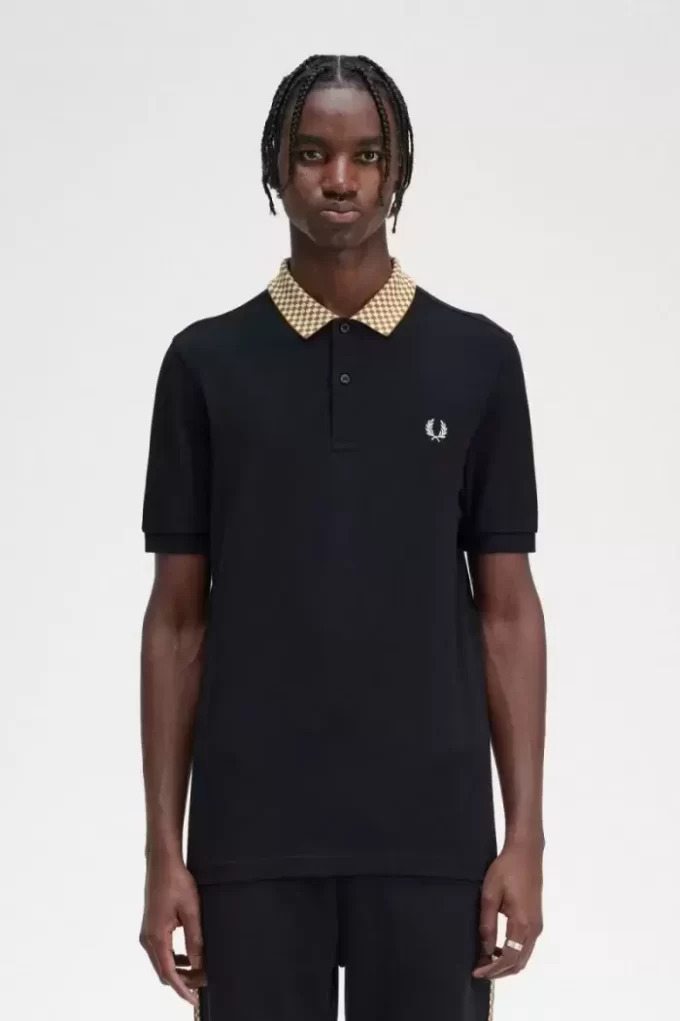 Polo de hombre con cuello de cuadros