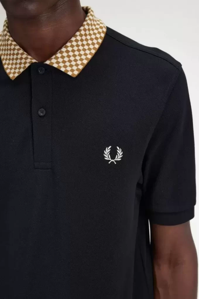 Polo de hombre con cuello de cuadros
