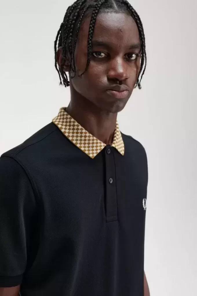 Polo de hombre con cuello de cuadros