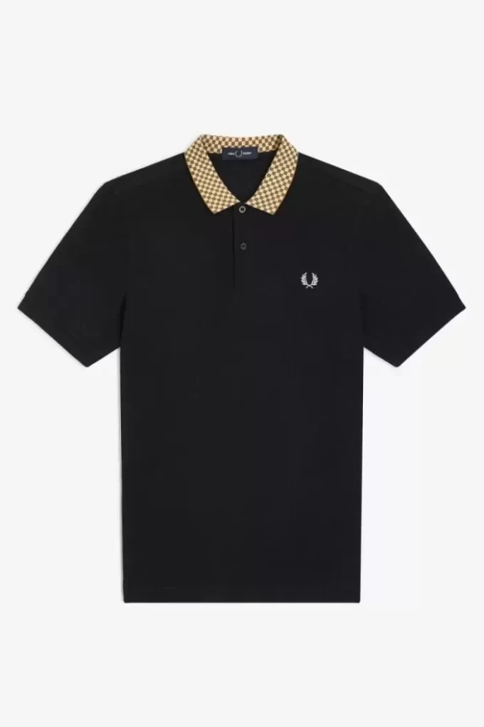 Polo de hombre con cuello de cuadros