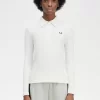 Polo de manga larga acanalado para mujer