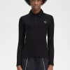 Polo de manga larga acanalado para mujer