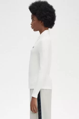 Polo de manga larga acanalado para mujer