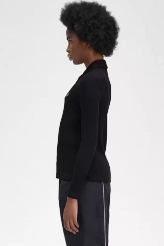 Polo de manga larga acanalado para mujer