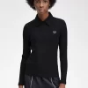Polo de manga larga acanalado para mujer