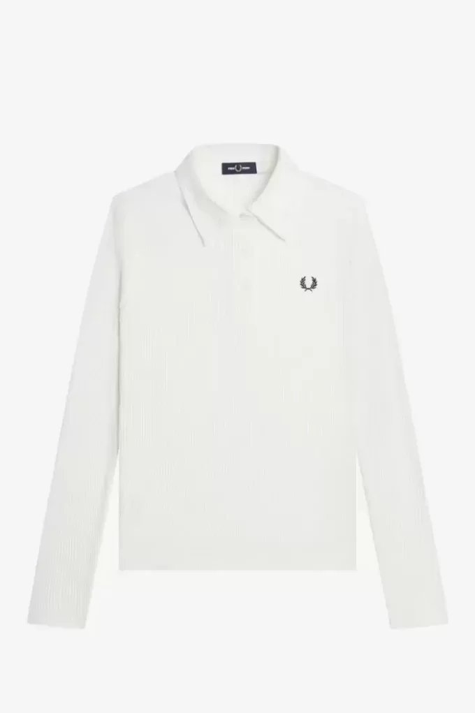 Polo de manga larga acanalado para mujer