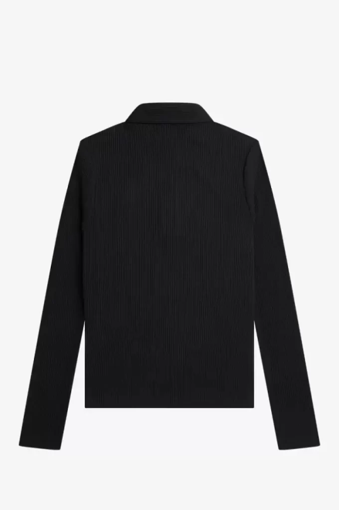Polo de manga larga acanalado para mujer