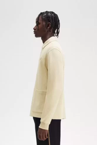 Polo de manga larga con botones para hombre