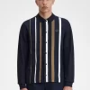 Polo de manga larga con rayas degradadas para hombre Polo de manga larga con rayas degradadas para hombre