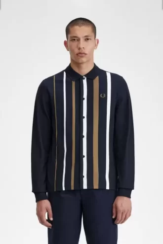 Polo de manga larga con rayas degradadas para hombre