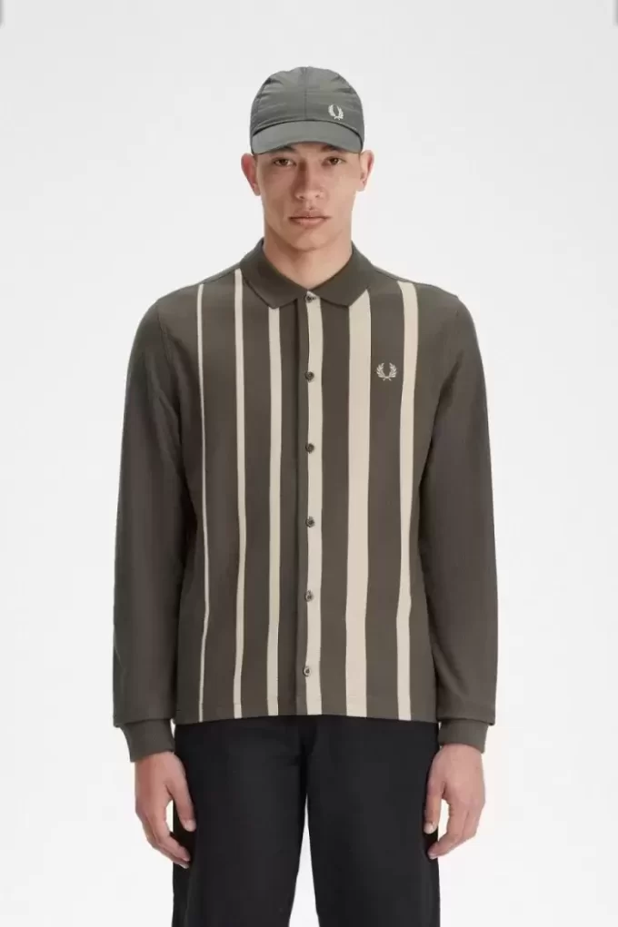 Polo de manga larga con rayas degradadas para hombre
