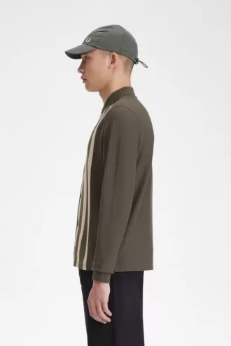 Polo de manga larga con rayas degradadas para hombre Polo de manga larga con rayas degradadas para hombre